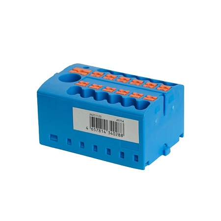 Зажим блочный (групп) для распред.тока нагрузки push-in на 12 точек, сеч 2,5 мм2, 690V,41А, 1точка интегр. питание,синий LD580 PTFIX 6-12/25 - фото