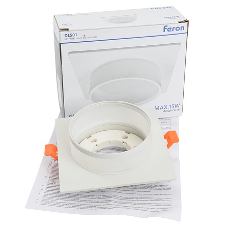 Светильник встраиваемый Feron DL501 потолочный GX53 белый квадрат - фото