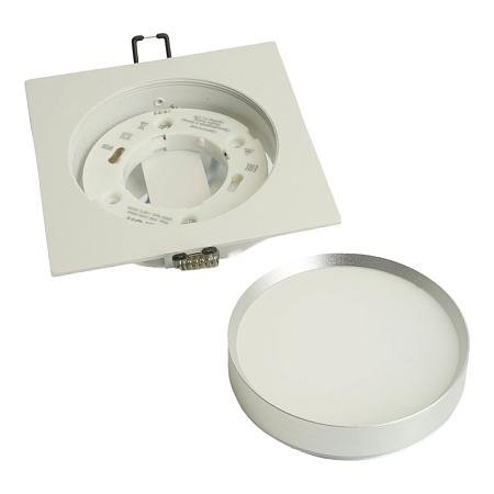 Светильник встраиваемый Feron DL506 потолочный GX53 белый + серебро квадрат - фото