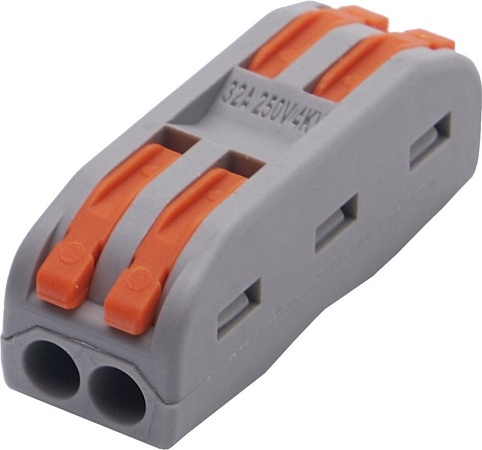 Клемма строительно-монтажная STEKKER для подключения фазных проводников 2 контактные группы, (1 ввод,1вывод на полюс) LD222-422 - фото