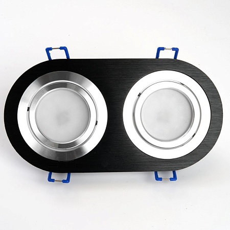 Светильник потолочный встраиваемый, DL2812 MR16 50W G5.3 "овал", черный-хром - фото