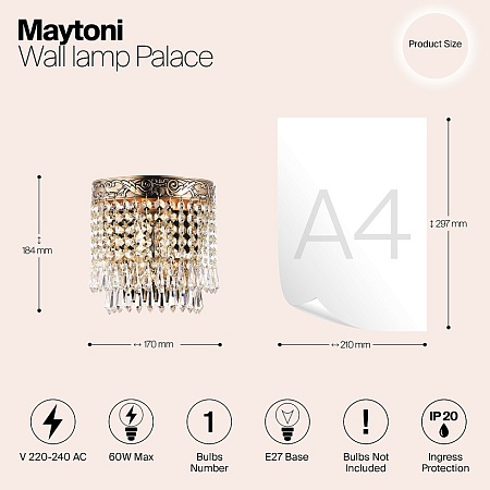 Настенный светильник (бра) Maytoni Palace DIA890-WL-01-G - фото
