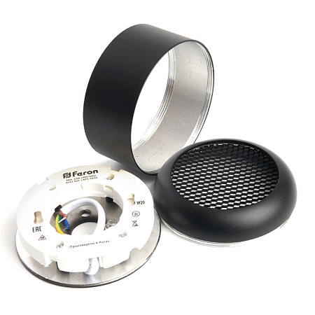 Светильник потолочный Feron HL364 Barrel ECHO 12W, 230V, GX53, чёрный, с антибликовой сеточкой - фото