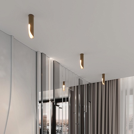 Светильник потолочный светодиодный Apex 7W 3000K латунь 25113/LED Elektrostandard - фото
