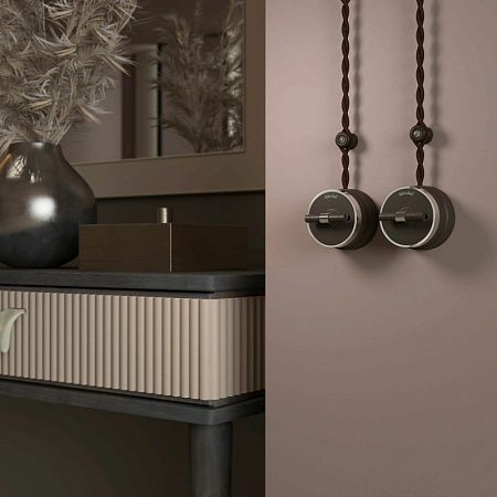 Выключатель на 4 положения двухклавишный Vintage мокко матовый/хром W5822052 - фото