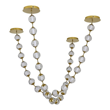 SL6520.303.16 Светильник подвесной ST-Luce латунь/прозрачный с пузырьками воздуха LED 1*80W 4000K HELMI - фото