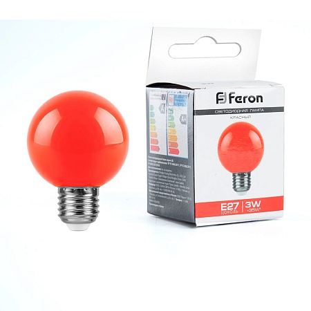 Лампа светодиодная Feron LB-371 Шар E27 3W 230V красный - фото