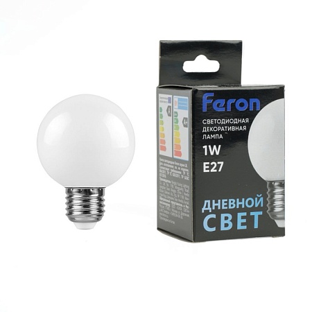 Лампа светодиодная Feron LB-37 Шарик E27 1W 230V 6400K матовый - фото