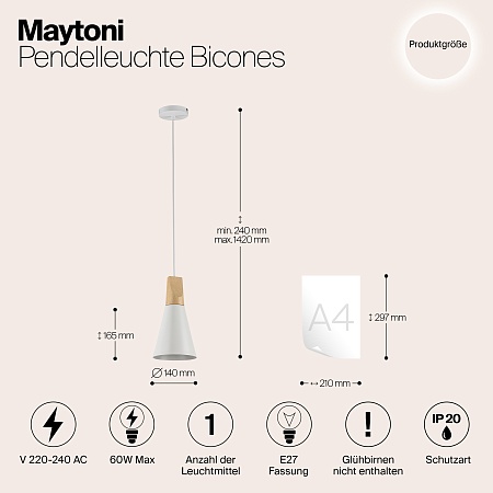 Подвесной светильник Maytoni Bicones P359-PL-140-W - фото