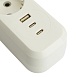 Удлинитель 3-местный с/з с выключ. STEKKER HM071-31-02 3x1мм2, 2м, 250В, 16А, 1USB+2C, 2.4A, сер Home, белый - фото