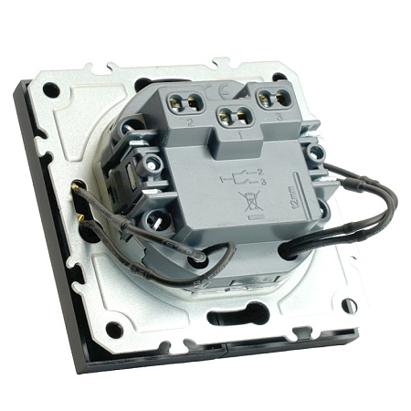 Выключатель 2-клавишный c индикатором (механизм), STEKKER, 250В, 10А, серия Эмили, RSW10-5102-05, черный уголь, soft touch - фото