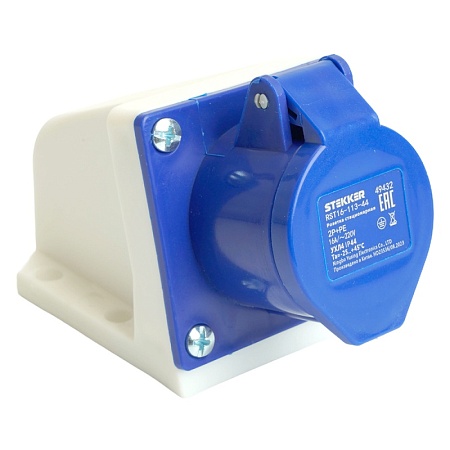 Розетка стационарная ST-113 16А 220В 2P+PE IP44, RST16-113-44, Stekker - фото