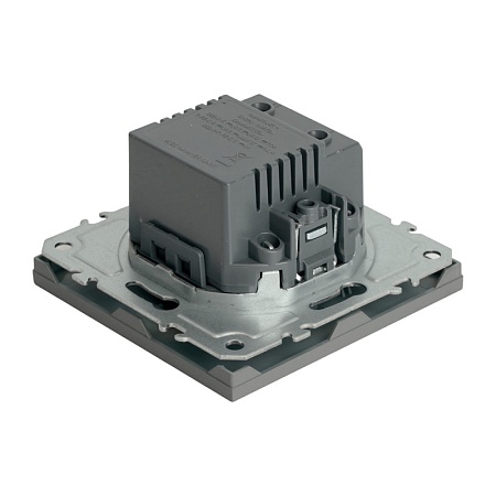 Розетка 2-местная USB + Type C (механизм), STEKKER, 250В, 20W, серия Эмили, RST10-5115-10, платиново-серый, soft touch - фото