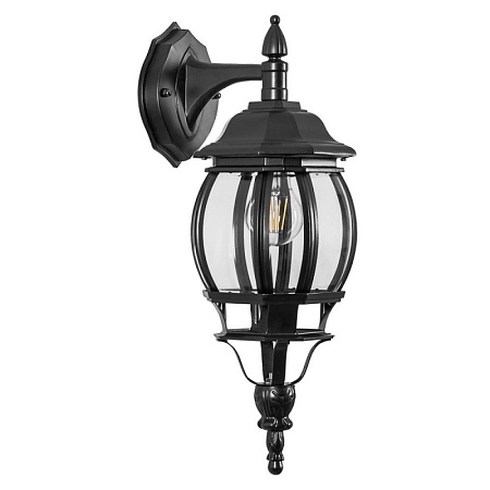 Светильник садово-парковый Feron 8102/PL8102 восьмигранный на стену вниз 100W E27 230V, черный - фото