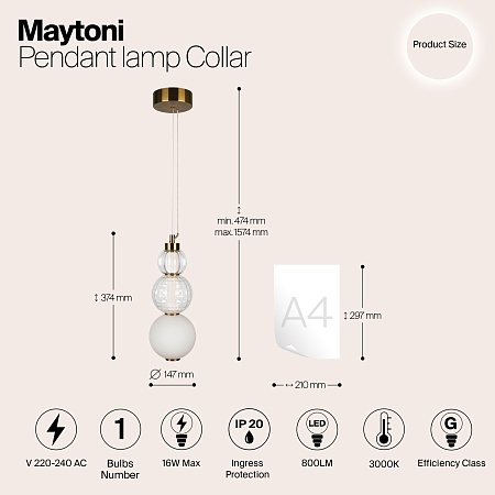 Подвесной светильник Maytoni P069PL-L16G3K - фото