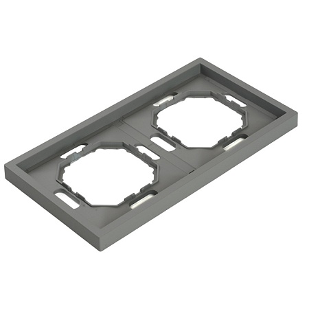 Рамка STEKKER, PFR00-5002-10 2-местная, серия Эмили, платиново-серый, soft touch - фото