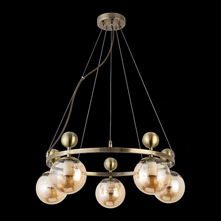 Светильник подвесной Бронзовый/Прозрачный, Янтарный E27 5*60W SLE106303-05 - фото