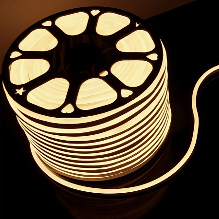 Светодиодный гибкий неон 220 В 9.6 Вт/м 120 Led/м 2835 IP67, односторонний теплый белый 3300 K, 50 м Гибкий неон 220V 9,6W 120Led 2835 IP67 односторонний теплый белый, 50 м Elektrostandard - фото