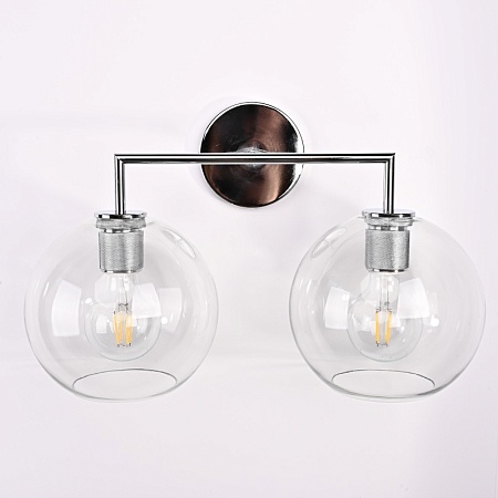 Бра Rh Utilitaire Globe Shade Double Sconce Silver Imperiumloft 123274-22 - фото