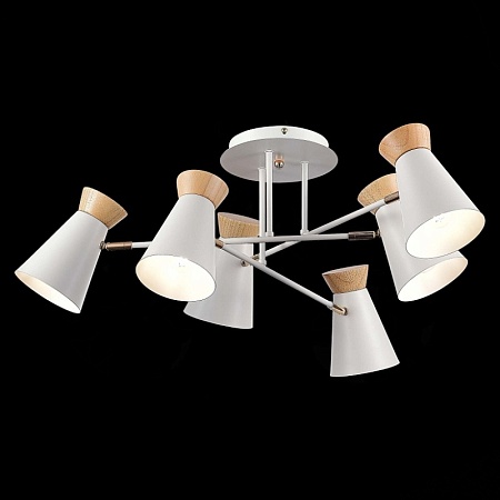 Светильник потолочный Белый, Золотистый/Белый, Дерево E27 6*60W SLE1252-502-06 - фото