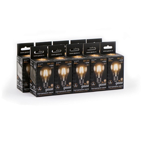 Светодиодная филаментная лампа Gauss A60 6W 600Lm 2700K E27 102802106 - фото