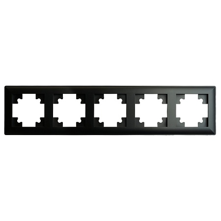 Рамка STEKKER, PFR00-7005-05 5-местная, пластик, серия Катрин, черный - фото
