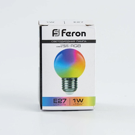 Лампа светодиодная Feron LB-37 Шарик матовый E27 1W 230V RGB плавная сменая цвета - фото