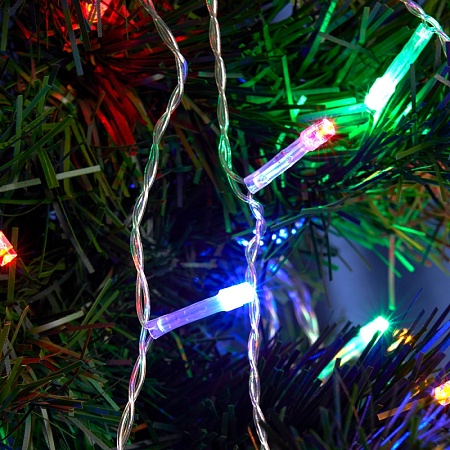 Светодиодная гирлянда Feron CL90  7 веток (2м) + 1.5м 230V мультиколор, c питанием от сети, прозрачный шнур - фото