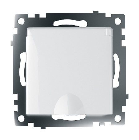 Розетка 1-местная с/з с крышкой (механизм), STEKKER GLS16-7112-01, 250В, 16А с защитной шторкой, серия Катрин, белый - фото