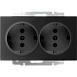 Розетка двойная с заземлением черный матовый WL08-SKG-02-IP20 - фото