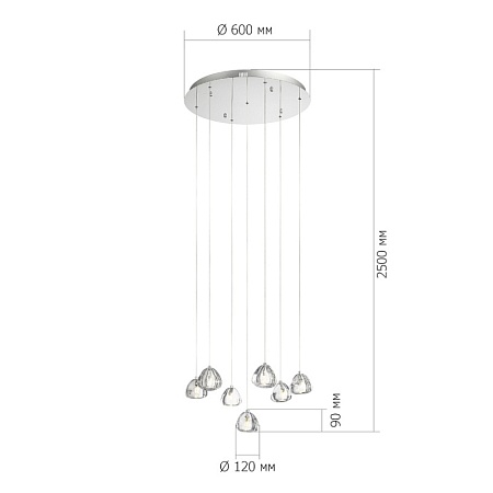 Светильник подвесной ST-Luce Хром/Прозрачный с пузырьками воздуха LED 7*3W 3000K SL6017.101.07 - фото