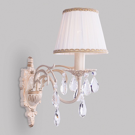 Настенный светильник Eurosvet 3637/1 белый с золотом / прозрачный хрусталь - фото