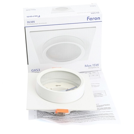 Светильник встраиваемый Feron DL505 потолочный GX53 белый квадрат IP44 - фото