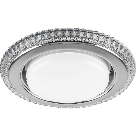 Светильник встраиваемый с белой LED подсветкой Feron CD4036 потолочный GX53 без лампы, прозрачный, хром - фото