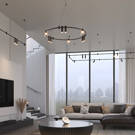 Esthetic Magnetic Шинопровод с тросовыми креплениями Round черный ⌀800 85138/00 Elektrostandard - фото