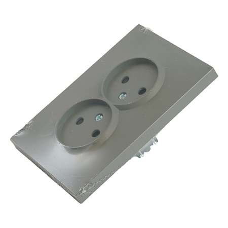 Розетка 2-местная с защитной шторкой, STEKKER, б/з, 250В, 16А, серия Эмили, RST16-5116-10 , платиново-серый, soft touch - фото