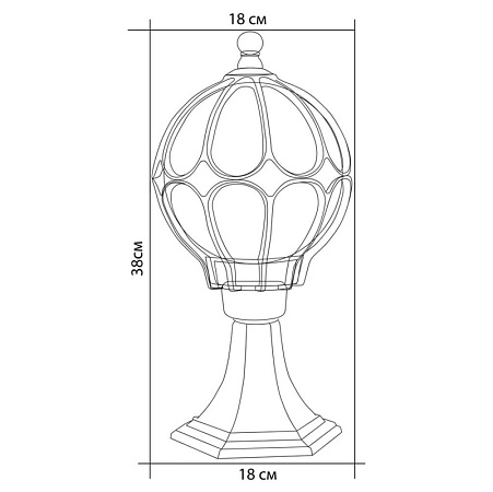 Светильник садово-парковый Feron PL3704  круглый на постамент 60W 230V E27, черное золото - фото