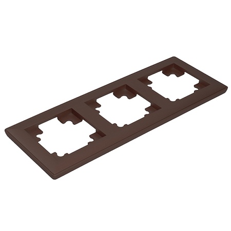 Рамка STEKKER, PFR00-7003-04 3-местная, пластик, серия Катрин, шоколад - фото