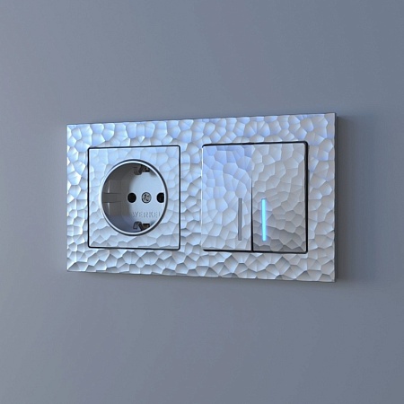 Рамка на 2 поста (серебряный) W0022406 - фото