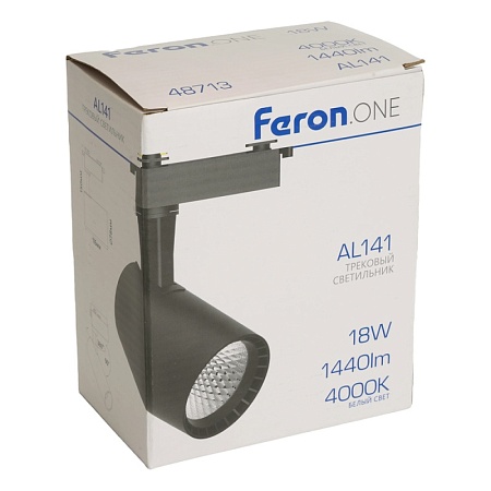 Светодиодный светильник Feron.ONE AL141 трековый однофазный на шинопровод 18W 4000K 35 градусов черный - фото