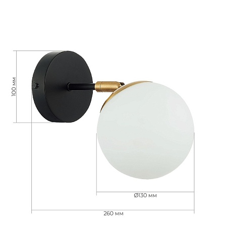 Светильник настенный Черный, Латунь/Белый E27 1*60W SLE220401-01 - фото