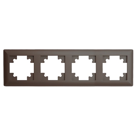 Рамка STEKKER, PFR00-7004-04 4-местная, пластик, серия Катрин, шоколад - фото