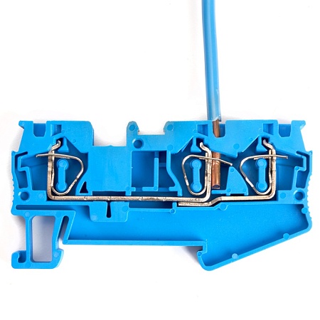 Зажим пружинный, 3-проводной проходной ЗНИ - 4.0 (JXB ST 4), синий STEKKER - фото