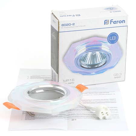 Светильник встраиваемый Feron DL8020-2 потолочный MR16 G5.3 мультиколор-перламутр - фото