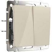 Выключатель двухклавишный проходной слоновая кость WL03-SW-2G-2W-ivory