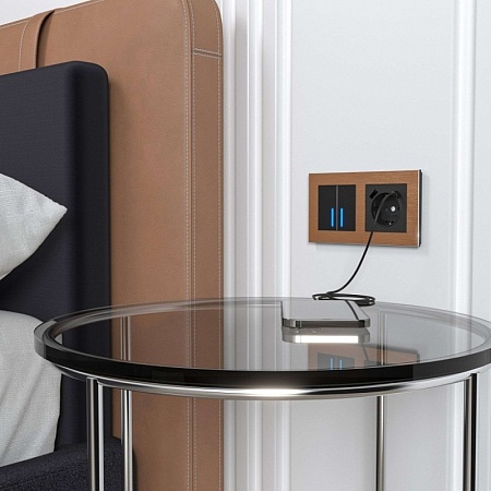 W4520008/ Сенсорный выключатель двухклавишный с подсветкой 1000 Вт (черный) W4520008 - фото