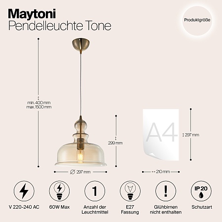 Подвесной светильник Maytoni Tone P001PL-01BZ - фото