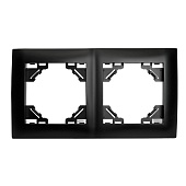 Рамка 2-местная, горизонтальная, STEKKER, PFR00-9012-03, серия Эрна Элегант, черный