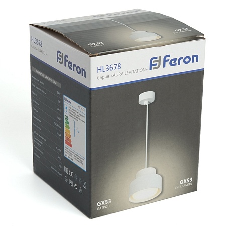 Светильник потолочный Feron HL3678 Barrel AURA levitation 12W, 230V, GX53, белый, на подвесе 1,7 м - фото