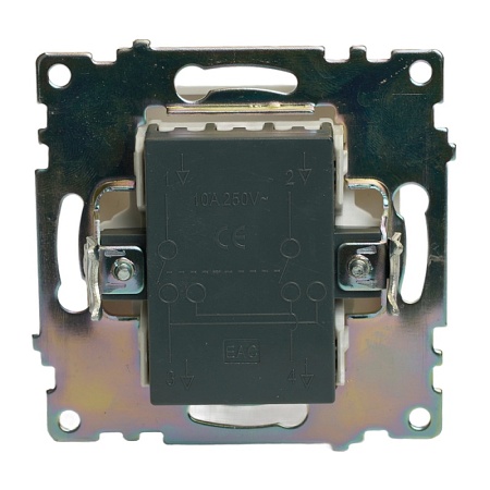 Переключатель перекрестный 1-клавишный (механизм), STEKKER GLS10-7110-01, 250V, 10А, серия Катрин, белый - фото